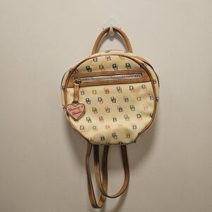 Dooney & Bourke Cream and Tan Logo Backpack
